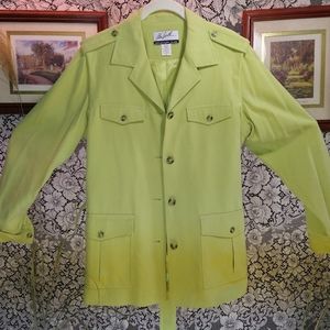 Randolph Duke green jacket silk blend trench length belted button up vintage